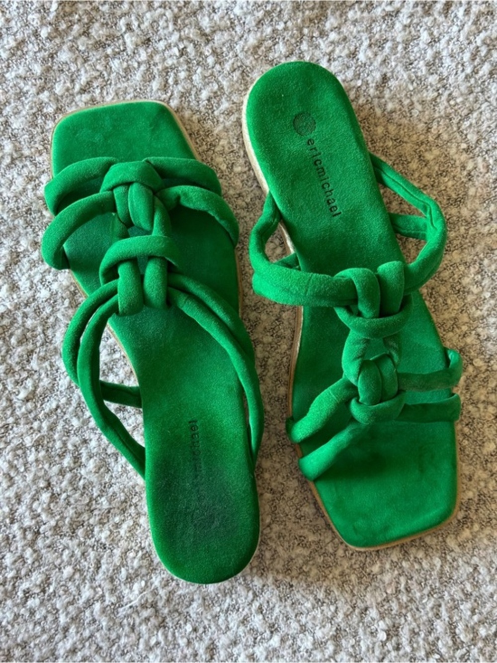 Eric Michael Braided Knot Slide Sandals | Size 41 (US 10) | Kelly Green
